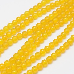Gold Grade A Natural Agate Round Beads Strands, Dyed, Gold, 6mm, Hole: 1mm, about 63pcs/strand, 15.5 inch