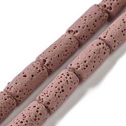 Rosy Brown Natural Lava Rock Beads Strands, Column, Dyed, Rosy Brown, 14x7mm, Hole: 1.5mm, about 28pcs/strand, 15.55''(39.5~40cm)