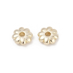 Настоящее золото 14K Латунные бусины, подсолнечник, реальный 14 k позолоченный, 6x5.5x2 мм, отверстие : 1.4 мм