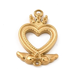 Real 14K Gold Plated Ion Plating(IP) 304 Stainless Steel Connector Rhinestone Settings, Heart Links, Real 14K Gold Plated, Fit for 1~1.2mm Rhinestone, 18.5x12.5x2.5mm, Hole: 0.9mm
