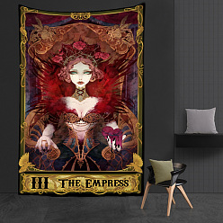 Red Rectangle with Tarot Polyester Decoration Backdrops, Photography Background Banner Decoration for Party Home Decoration, The Empress III, 95x73mm