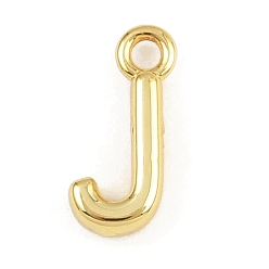 Letter J Латунь прелести, стойки покрытие, долговечный, без кадмия и без свинца, реальный 18 k позолоченный, буква J, 9x4x2 мм, отверстие : 1.2 мм