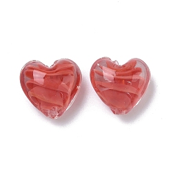 Красный Бусины лэмпворк , сердце, красные, 15.5x16x9.5 мм, отверстие : 1.8 мм
