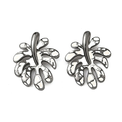 Черный Цвет Металла Латунь эмаль подвески, без кадмия и без свинца, долговечный, стойки покрытие, очарование листа, металлический черный , 30x22x6.5 мм, отверстие : 5x2.5 мм