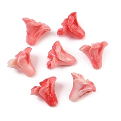 Salmon Dyed Synthetic Coral Carved Beads, Flower, Salmon, 12.5x14.5x14.5mm, Hole: 1.3mm
