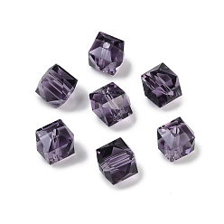 Индиго Имитация Австрийские кристаллические шарики, к 9 стекло, квадратный граненый, индиговые, 10x10x10 мм, отверстие : 1.8 мм