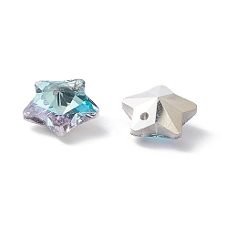 Light Blue Electroplate Glass Charms, Faceted, Star, Light Blue, 13x13.5x7mm, Hole: 1.2mm