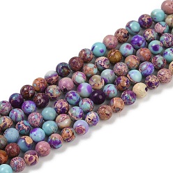 Средняя Орхидея Нити бусин из окрашенного натурального регалита/императорской яшмы/морского осадка яшмы, круглые, средне орхидеи, 4 мм, отверстие : 1.2 мм, около 45 шт / нитка, 7.68'' (19.5 см)