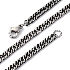 Черный Цвет Металла 3.6мм 201 ожерелья из витой цепи из нержавеющей стали, металлический черный , 23.82 дюйм (60.5 см)