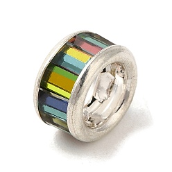 Разноцветный Стойки обшивки латунные бусины, со стеклом, долговечный, без кадмия и без свинца, красочный, 9.5x5.5 мм, отверстие : 4 мм