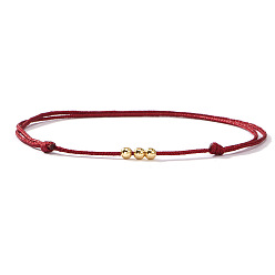 Красный Браслеты из латуни с круглыми бусинами, сплетенные из латуни., регулируемый браслет дружбы для женщин, красные, 11.02 дюйм (28 см)