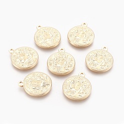 Real 18K Gold Plated Brass Pendants, Flat Round with Saint Benedict Medal, Real 18K Gold Plated, 21.5x18x2mm, Hole: 2mm