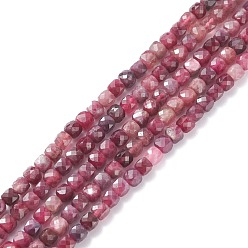 Tourmaline Natural Red Tourmaline Beads Strands, Faceted, Round, Grade AAA, 4mm, Hole: 0.7mm, about 100pcs/strand, 15.55 inch(39.5cm)