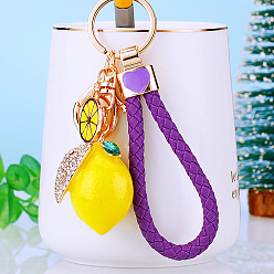 Deep purple BV+lemon Сверкающий брелок фруктово-лимонный с милыми стразами - идеальный подарок для женщин и девушек!