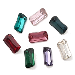 Mixed Color Pointed Back & Back Plated Glass Rhinestone Cabochons, Faceted, Rectangle, Mixed Color, 14x8x5mm
