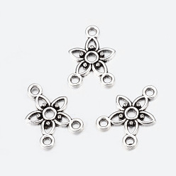Antique Silver Chandelier Component Links, 3 Loop Connectors, Lead Free and Cadmium Free, Alloy, Star, Antique Silver, about 17.5mm long, 12mm wide, 2mm thick, hole: 1.5mm