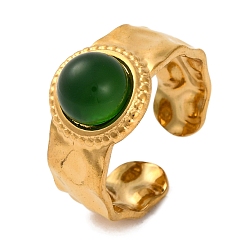 Зеленый агат Круглые перстни из натурального зеленого оникса и агата, золотистый тон 304 широкие манжеты из нержавеющей стали для женщин, внутренний диаметр: регулируемый
