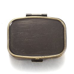 Antique Bronze 2 Compartmennts Iron Pill Box, Travel Medicine Boxes, with Mirror inside, Blank Base for UV Resin Craft, Rectangle, Antique Bronze, 57x46.5x15mm