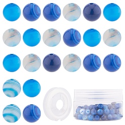 Natural Agate SUNNYCLUE DIY Jewelry Set Making Kits, with Natural Agate Round Beads, Dyed & Undyed, Elastic Thread, 8~8.5mm, Hole: 1mm, 10pcs/box