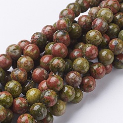 Unakite Natural Unakite Beads Strands, Round, about 10mm in diameter, hole: 1mm about 40pcs/strand, 16 inch