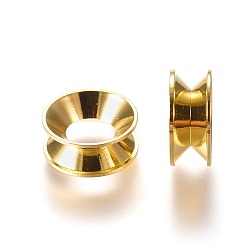 Golden Brass European Beads, Rondelle, Large Hole Beads, Golden, 9x4mm, Hole: 4mm