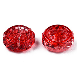 Red Transparent Spray Painted Glass Beads, Flower with Pawprint, Red, 15x15x5.5mm, Hole: 1.2mm