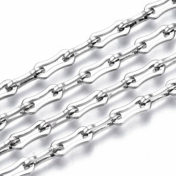 Stainless Steel Color 304 Stainless Steel Link Chains, with Spool, Unwelded, Nickel Free, Stainless Steel Color, 14x6x1.5mm, about 32.81 Feet(10m)/roll