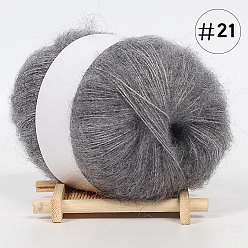 Dark Gray 25g Angora Mohair Wool & Acrylic Fiber Knitting Yarn, for Shawl Scarf Doll Crochet Supplies, Round, Dark Gray, 1mm