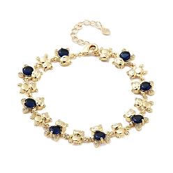 Синий Браслеты-цепочки из латуни с покрытием из латуни и кубического циркония для женщин, реальный 18 k позолоченный, без кадмия и без свинца, долговечный, синие, 7-7/8 дюйм (20 см)
