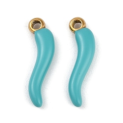 Темно-Голубой Ионное покрытие (ip) 304 подвески из нержавеющей стали с эмалью, реальный 18 k позолоченный, рог изобилия / итальянский рог корничелло амулеты, глубокое синее небо, 20x6x3 мм, отверстие : 1.6 мм