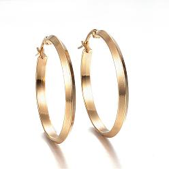 Golden 304 Stainless Steel Hoop Earrings, Hypoallergenic Earrings, Golden, 34.5x33x3mm, Pin: 1x0.8mm