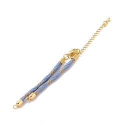 Cornflower Blue Nylon Cord Bracelets, for Connector Charm Bracelet Making, with Rack Plating Golden Lobster Claw Clasps & Chain Extenders, Long-Lasting Plated, Cadmium Free & Lead Free, Cornflower Blue, 5-3/4~6x1/8x1/8 inch(14.7~15.2x0.3cm)