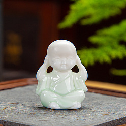 Светло-голубой Статуя Будды из керамики, украшение для домашнего офиса по фэн-шуй, светло-голубой, 25x30x40 мм