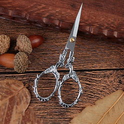 Platinum Stainless Steel Scissors, Paper Cutting Scissors, Vine Leaf Embroidery Scissors, Platinum, 105x55mm