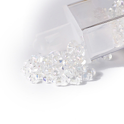 Clair AB 10g perles de verre tchèque transparentes, 2-trou, ovale, clair ab, 5x2.5mm
