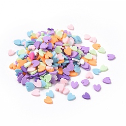 Mixed Color Handmade Polymer Clay Cabochons, Heart, Mixed Color, 5x4.5x0.8mm, about 76923pcs/1000g