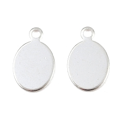 Посеребрённый Латунные подвески, без кадмия и без свинца, овальные амулеты, 925 серебро покрытием, 12.5x8x0.7 мм, отверстие : 1.4 мм