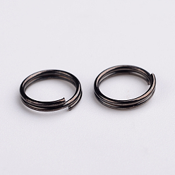 Черный Цвет Металла Железные разрезные кольца, кольца с двойной петлей, без кадмия, без никеля и без свинца, металлический черный , 8x1.4 мм, внутренний диаметр: 7.2 мм, Около 7700 шт / 1000 г