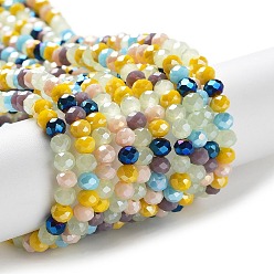 Sky Blue Glass Beads Strands, Faceted, Rondelle, Sky Blue, 8x6mm, Hole: 1mm, about 65~68pcs/strand, 15.7~16.1 inch(40~41cm)