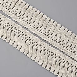 Antique White Cotton Tassel Ribbon, Underwear Clothing, Flat, Antique White, 1-5/8 inch(40mm), about 20 yards/card