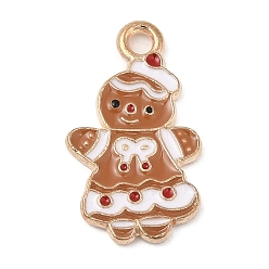Gingerbread Man Подвески из эмали и сплава, Новогодняя тема, золотой свет, Колобок, 20x11.5x1.5 мм, отверстие : 1.8 мм