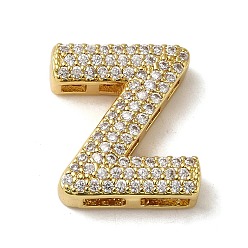 Letter Z Perles en laiton, avec de la zircone cubique clair, lettre z, 20x17x5.5mm, Trou: 4.5x2.5mm