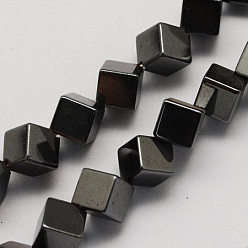 Black Non-magnetic Synthetic Hematite Beads Strands, Grade A, Cube, Black, 6x6x4mm, Hole: 1mm