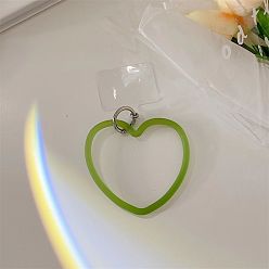 Yellow Green Silicone Love Heart Mobile Straps, Anti-drop Wristlet Straps, Mobile Phone Case Accessories Decoration, Yellow Green, 8~10cm