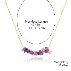 N2303-2 Purple Minimalist Colorful Stone Pendant Necklace for Women - Versatile Natural Gemstone Chain Jewelry
