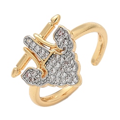 Платиновый & Золотой Кольца-манжеты с микропаве из латуни и прозрачными кубическими цирконами для женщин, цветок флага, платиной и золотом, 2 мм, внутренний диаметр: 18 мм