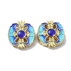 Голубой Бусины ручной работы перегородчатой, с эмалью, голубой, 16x15x6 мм, отверстие : 1.4 мм