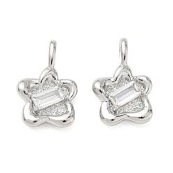 Платина Латунные подвески с микропаве на День святого Валентина, прозрачные циркониевые подвески, , платина, 15x10x4 мм, отверстие : 3.5x1.5 мм