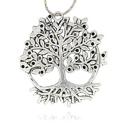Antique Silver Tibetan Style Alloy Vintage Pendants, Tree of Life, Antique Silver, 50x46x2mm, Hole: 3mm