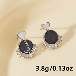 Платина 304 серьги-гвоздики в форме сердца из нержавеющей стали, платина, 17x14 мм